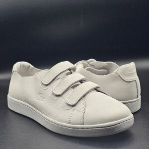 Lacoste Carnaby Strap 2 Mens Light Gray Leather Casual Lifestyle Sneakers Shoes
